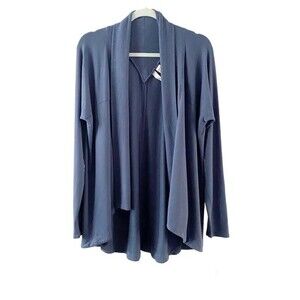 Athleta Blue Long Sleeve Open Front Nirvana Cardigan Back V Ribbed Detail L